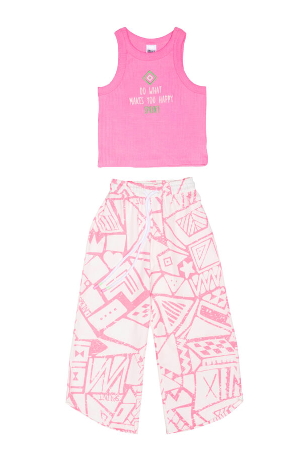 Vitzileos kids Σετ crop top-παντελόνα pink fluo 241-4026